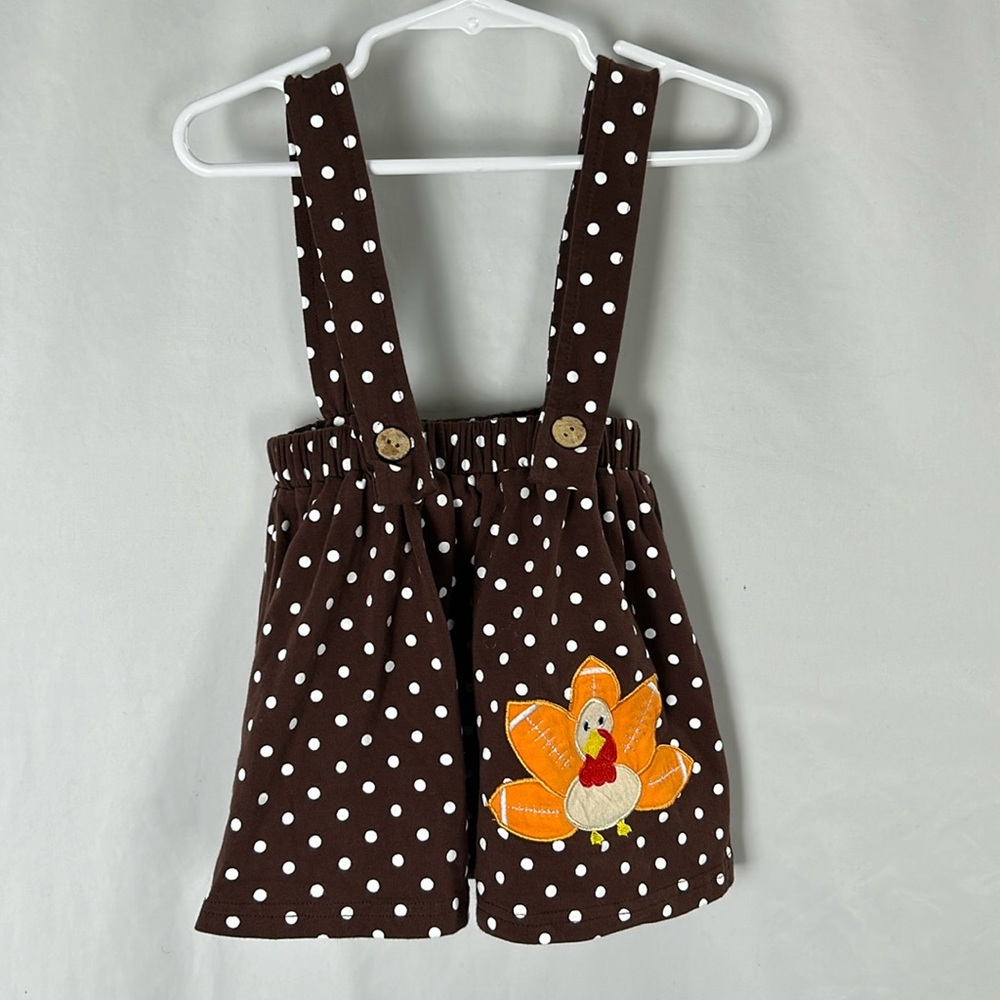 Brown Polka Dot Football Turkey Skirt / Jumper -Size 3T